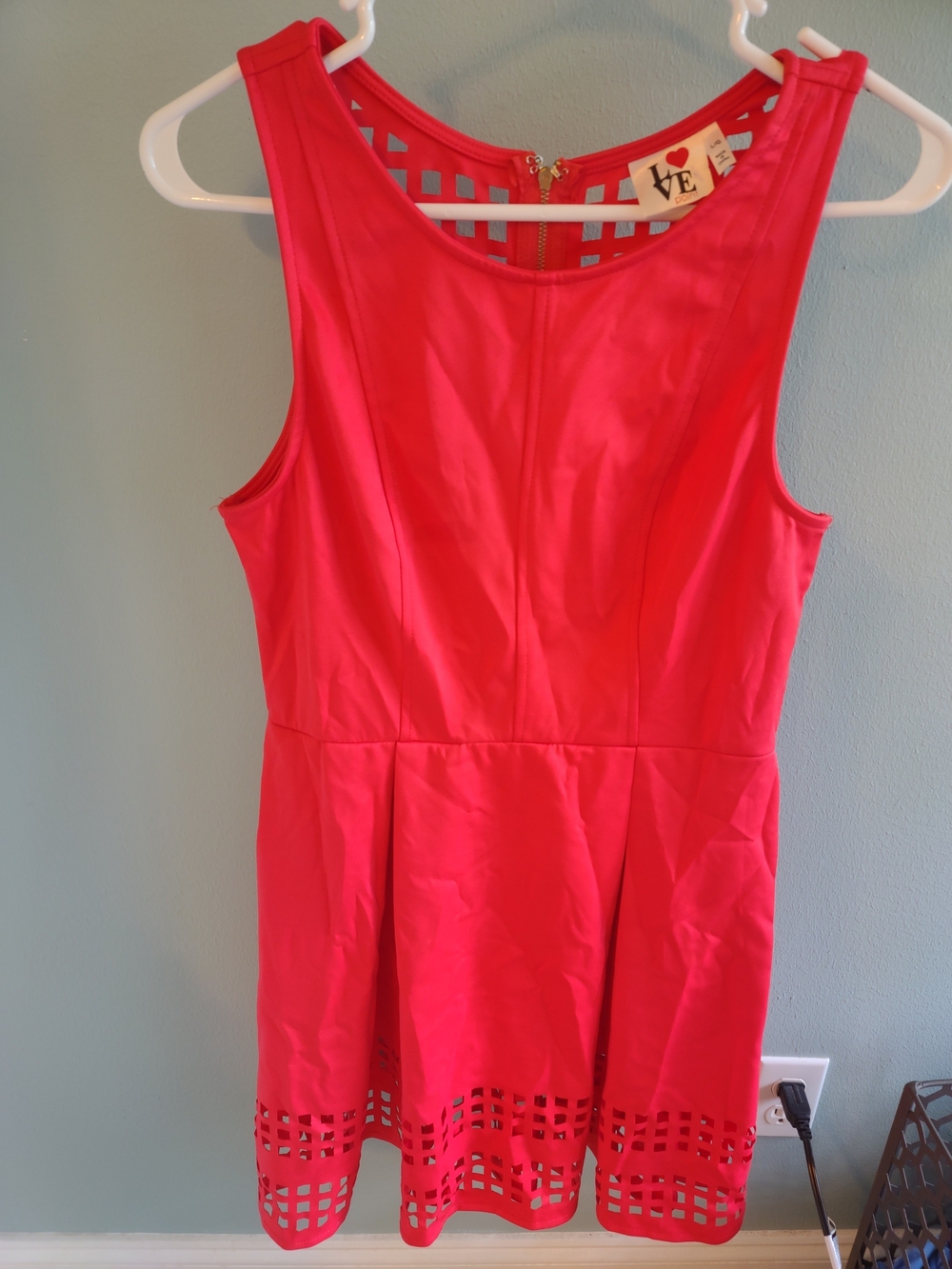 Love Bright Coral Sleeveless Fit-and-Flare Dress